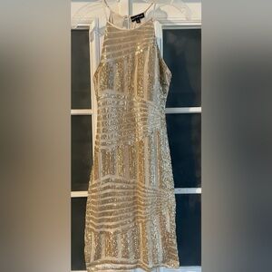 Sequin Hearts Ivory Sequin Dress